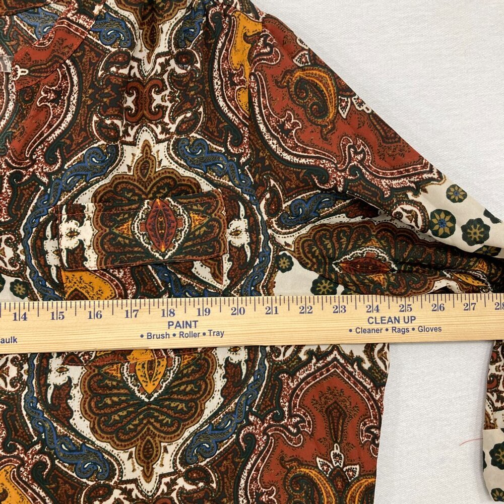 New Cocomo size XL‎ V Neck 3/4 Sleeve Brown Boho Abstract Print Popover Blouse - Picture 7 of 9